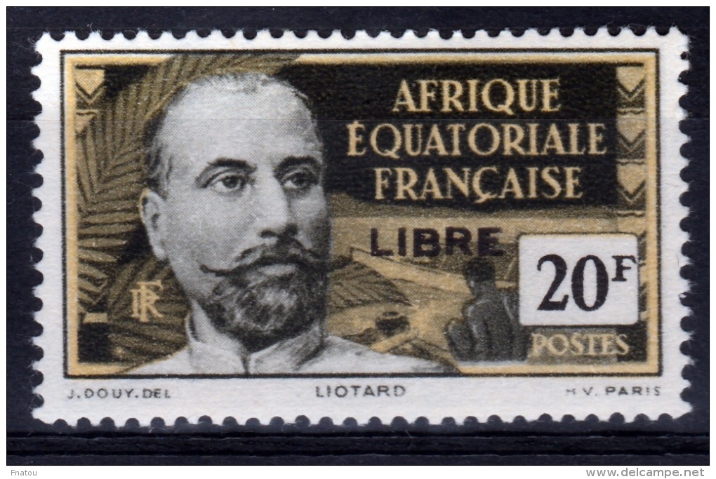 French Equatorial Africa (AEF), Victor Liotard, 20f., Overprint "LIBRE" In Black, 1940 MH VF - Unused Stamps