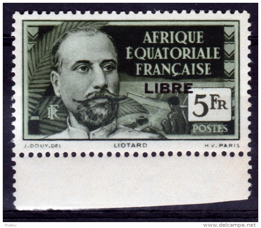 French Equatorial Africa (AEF), Victor Liotard, 5f., Overprint "LIBRE" In Black, 1940 MH VF - Nuevos