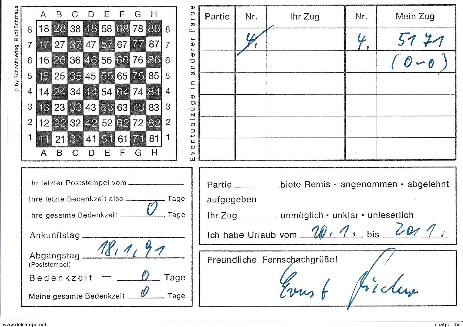 JEU JEUX ECHECS CHESS ECHANGE COURRIER PARTIE ECHECS - Chess