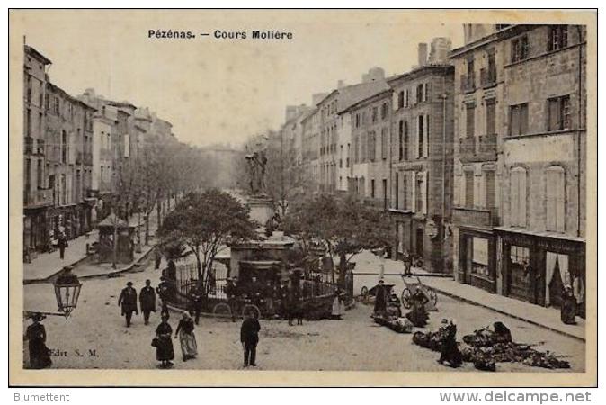 CPA Hérault Circulé Pézenas Marché - Pezenas