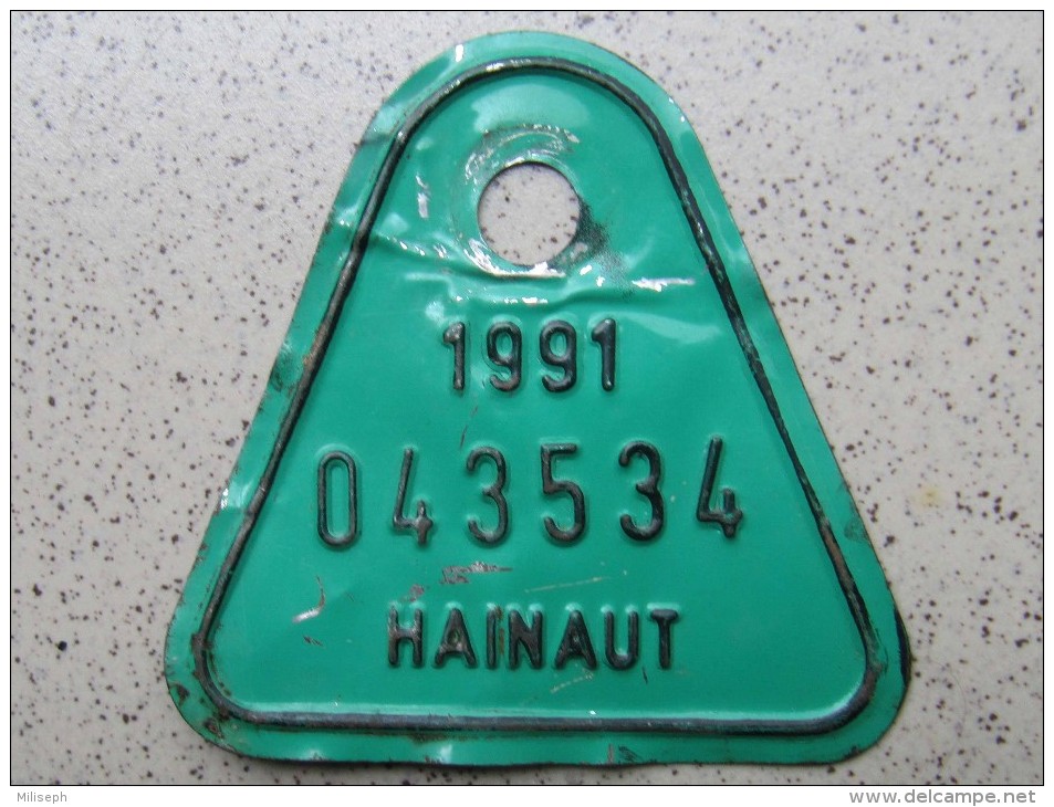 Plaque De Vélo - Hainaut 1991 - Kennzeichen & Nummernschilder