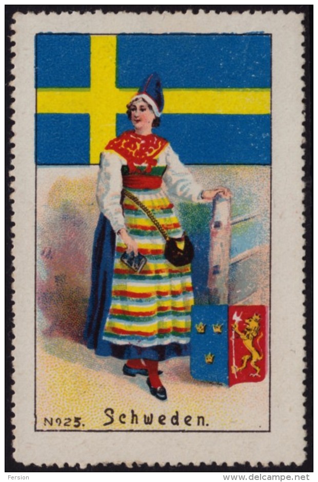 Sweden Sverige National Costume  / Folk Art / Flag / Coat Of Arms - Cinderella / Label / Vignette - MH - Neufs
