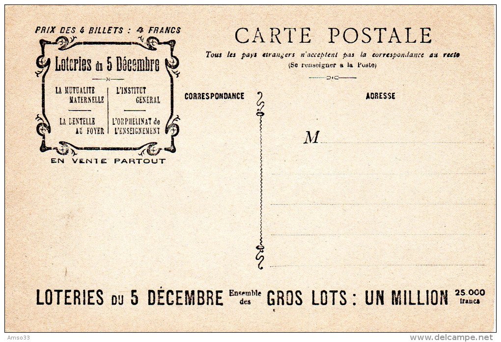 3731. CPA ORPHELINAT DE L'ENSEIGNEMENT PRIMAIRE. LOTERIE DU 5 DECEMBRE. - Scènes & Paysages