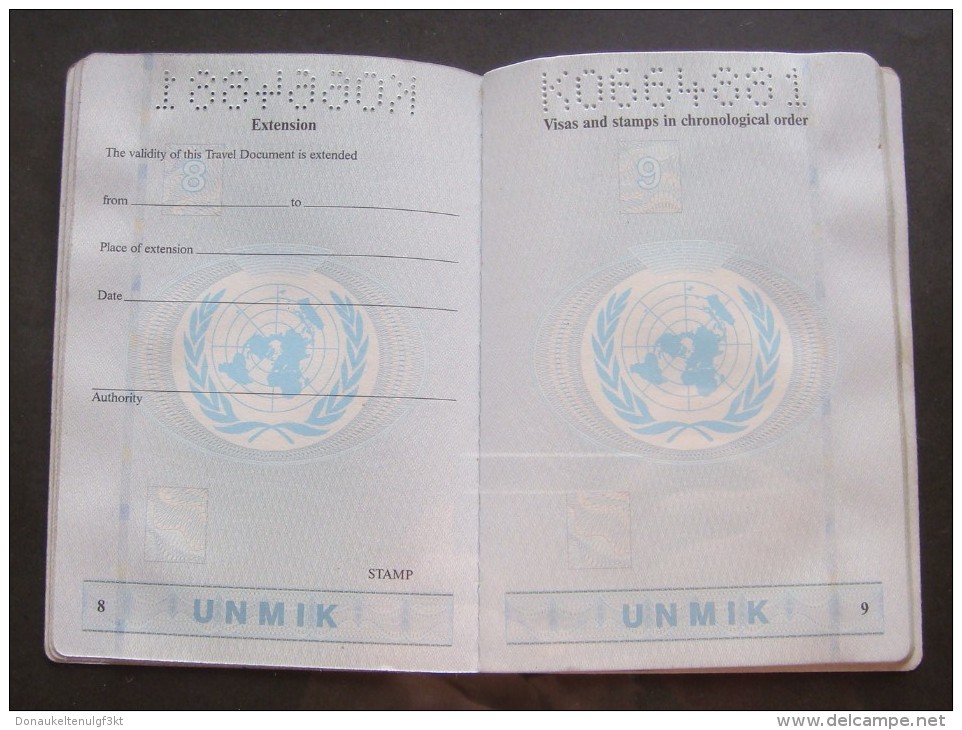 MEGA RARE UNITED NATIONS PASSPORT FOR KOSOVO 2002 - 2004 NEVER TRAVELLED. UNUSED.