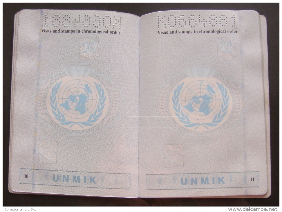 MEGA RARE UNITED NATIONS PASSPORT FOR KOSOVO 2002 - 2004 NEVER TRAVELLED. UNUSED.