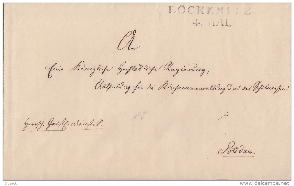 Brief Gel. Von L2 Löckeritz 4.5. Nach Potsdam - Vorphilatelie