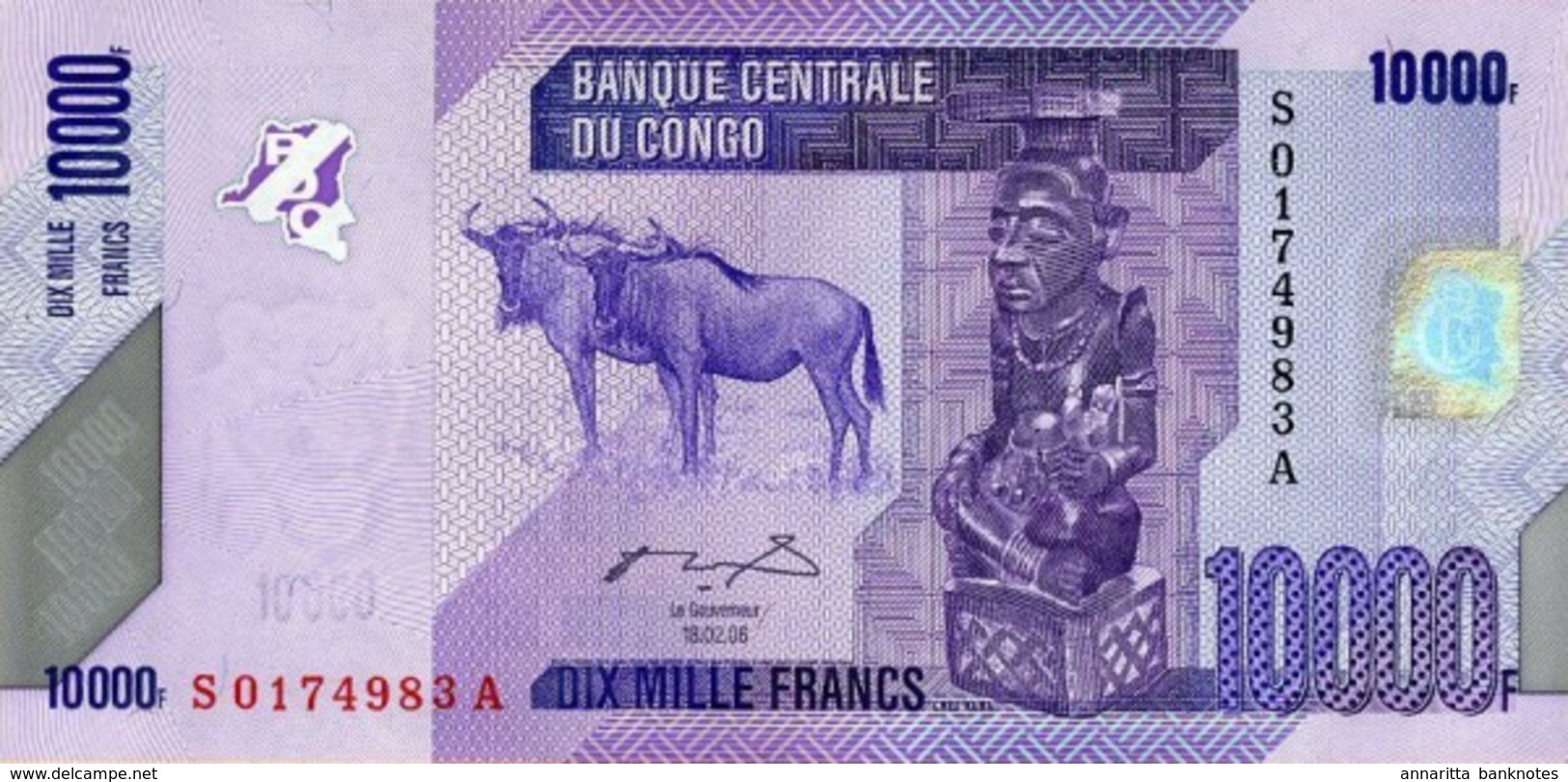 CONGO DEMOCRATIC REPUBLIC 10000 FRANCS 2006 (2012) P-103a UNC [ CD325a ] - Democratic Republic Of The Congo & Zaire