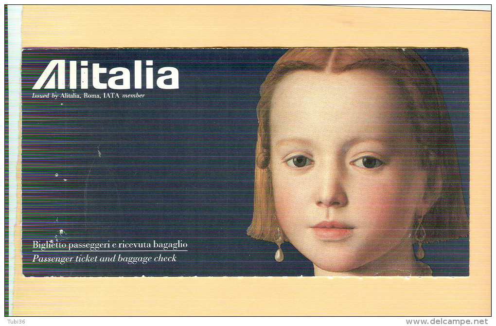 ALITALIA - BIGLIETTO PASSEGGERI COMPLETO, 1989, PASSENGER COUPON, - Europe