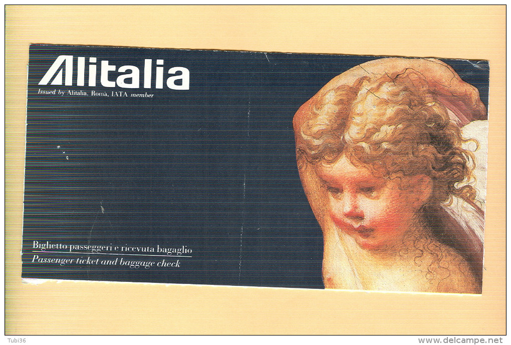 ALITALIA - BIGLIETTO PASSEGGERI COMPLETO, 1989, PASSENGER COUPON, - Europe