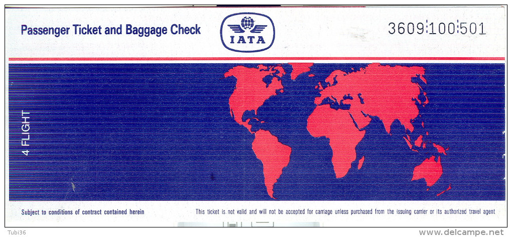 ALITALIA - IATA - BIGLIETTO PASSEGGERI COMPLETO, 1989 PASSENGER COUPON, - Europa