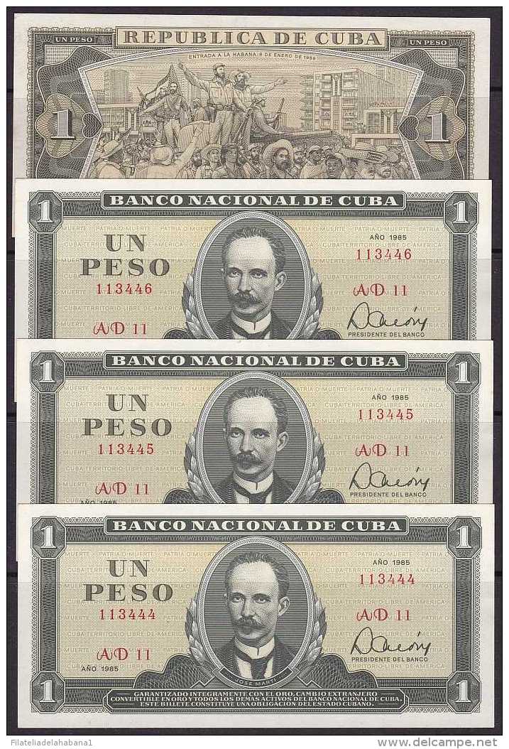 1985-BK-130 CUBA 1985 1$ UNC JOSE MARTI. 3 CONSECUTIVE. - Cuba