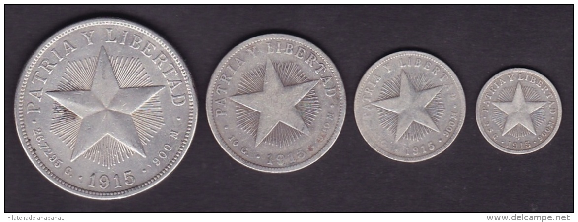 BK-SET-82 CUBA SPECIAL BOOK SILVER 1915 COMPLETE SET 10c-1$. STAR TYPE. - Kuba