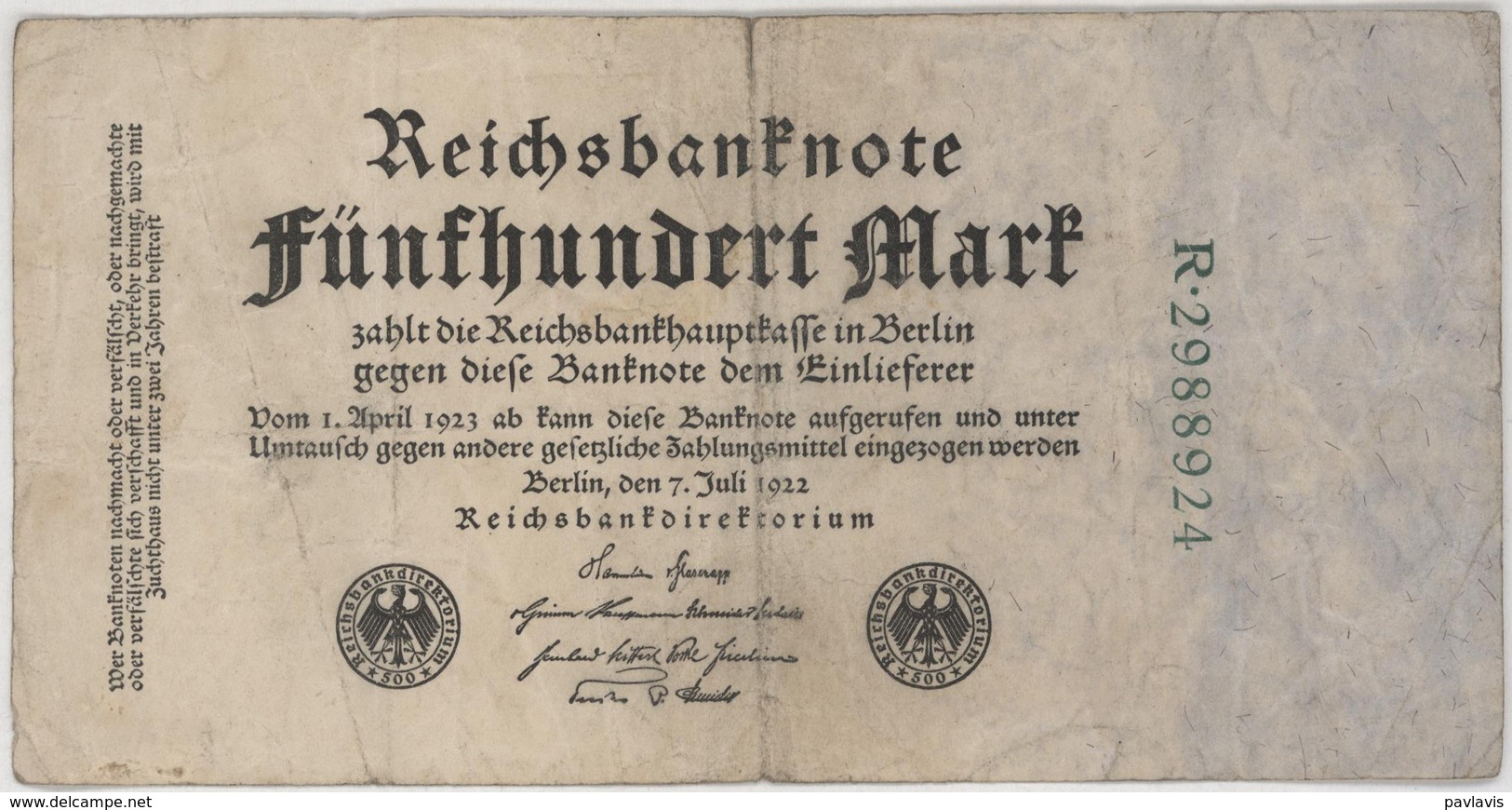 500 Mark - Reichsbanknote - German Reich / Deutsches Reich - Year 1923 - 500 Mark