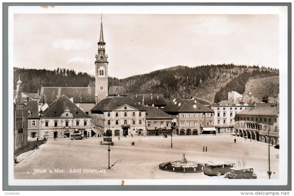 5057 - Alte Foto Ansichtskarte - Bruck An Der Mur - Adolf Hitlerplatz N. Gel - Bruck An Der Mur