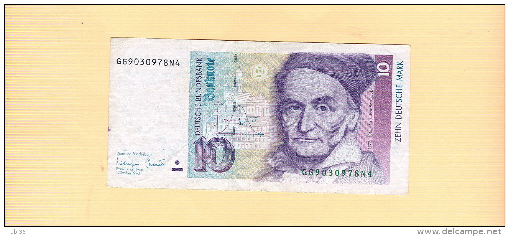 Banknote. Zehn Deutsche Mark. 1993 - - 10 DM