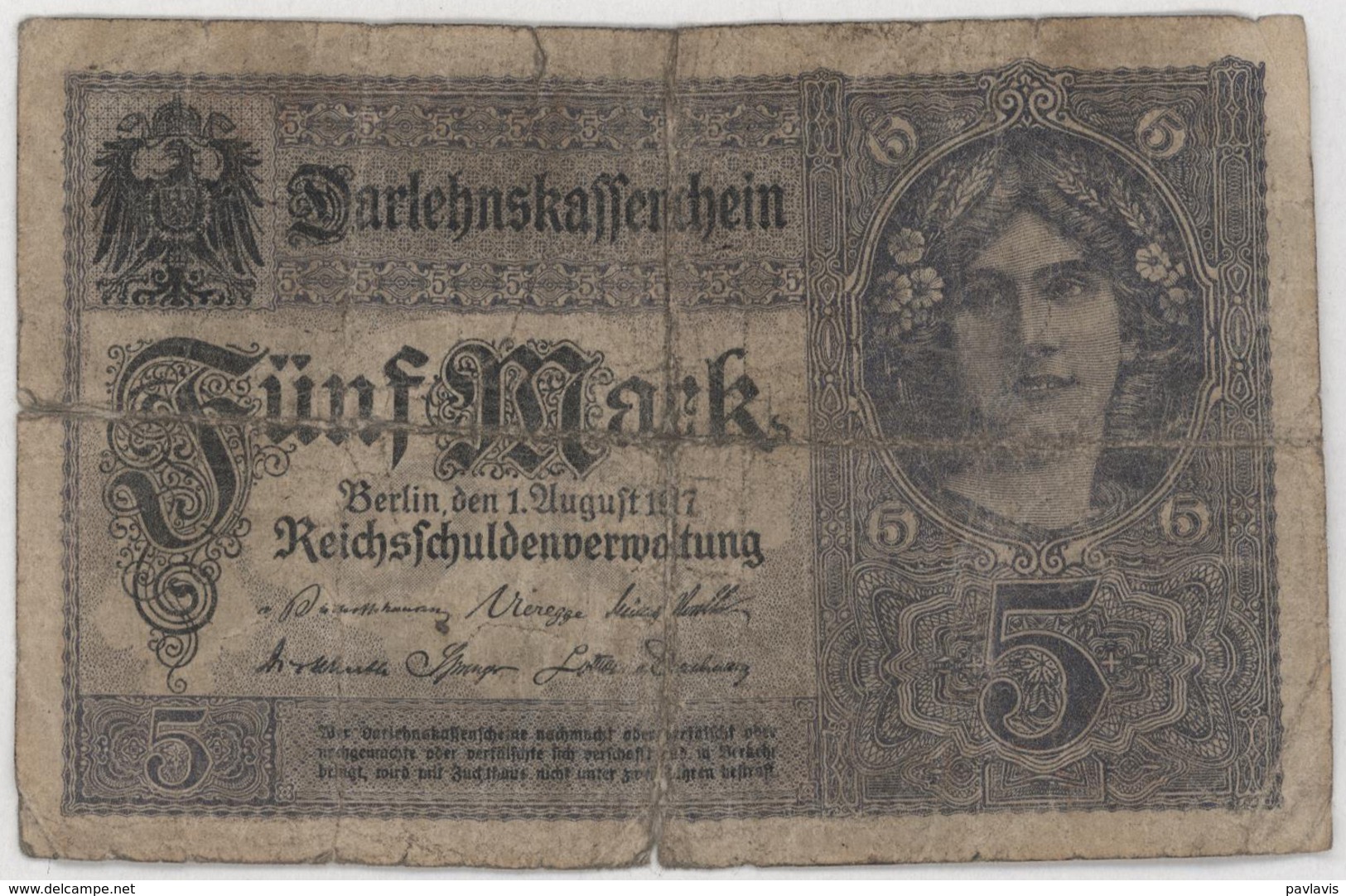 5 Mark - German Empire - Year 1917 - 5 Mark