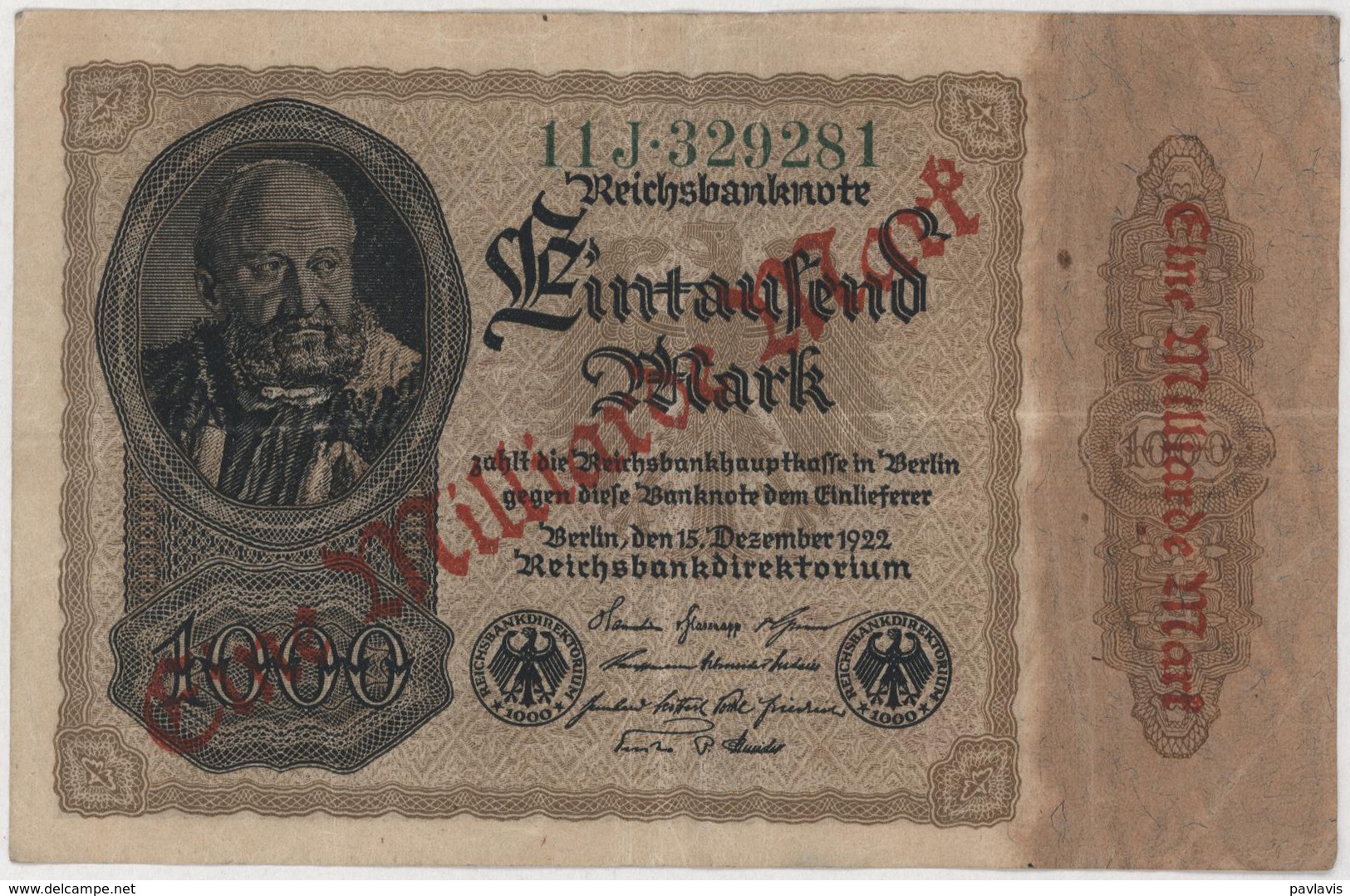 1 Milliarde Mark - Reichsbanknote - German Reich / Deutsches Reich - Year 1922 - 1 Mrd. Mark