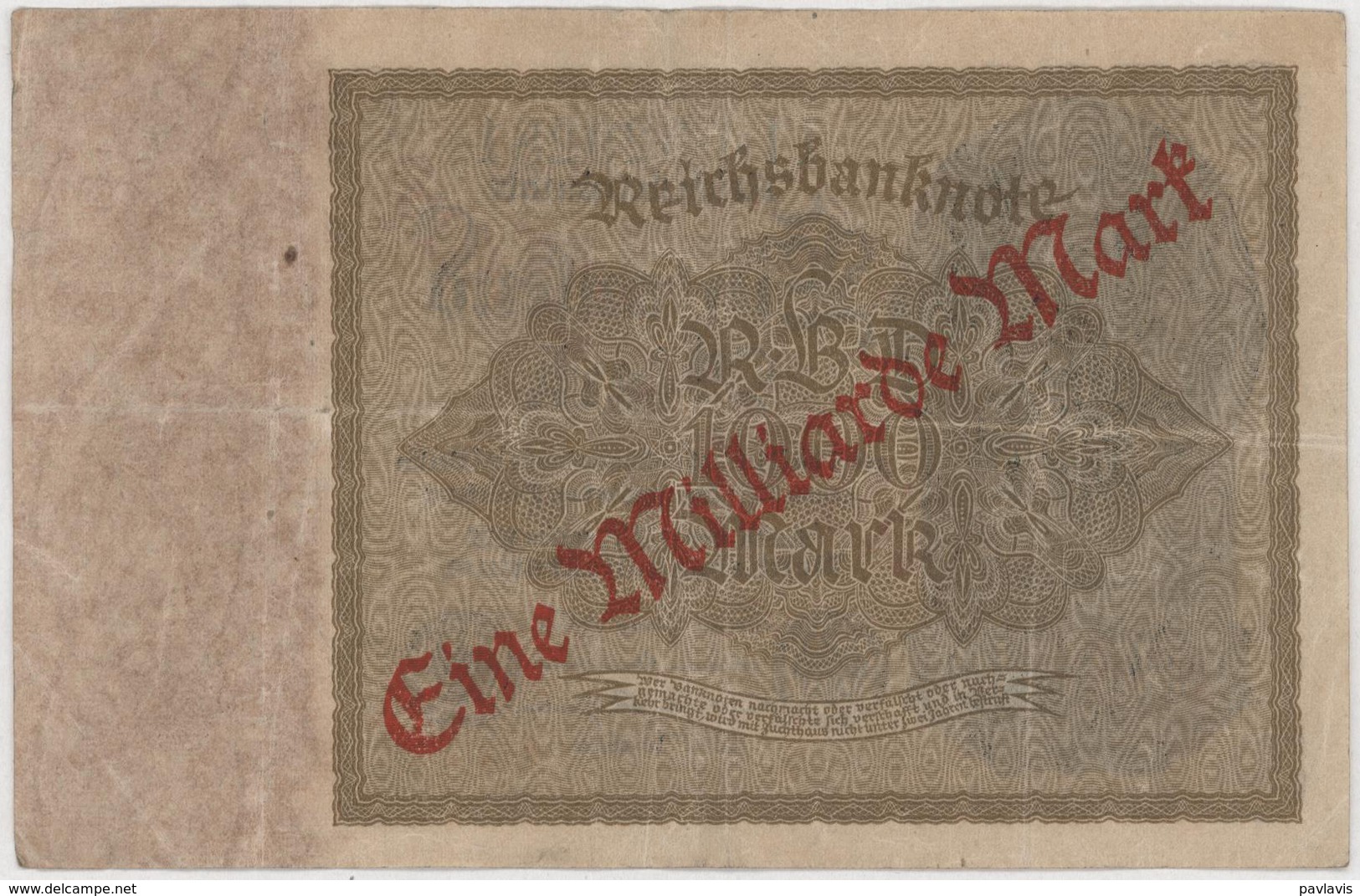 1 Milliarde Mark - Reichsbanknote - German Reich / Deutsches Reich - Year 1922 - 1 Mrd. Mark