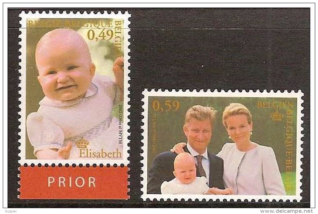 Belgium**Prince Philippe & Mathilde+Princess Elisabeth-2vals-2002-Royalty - Nuevos