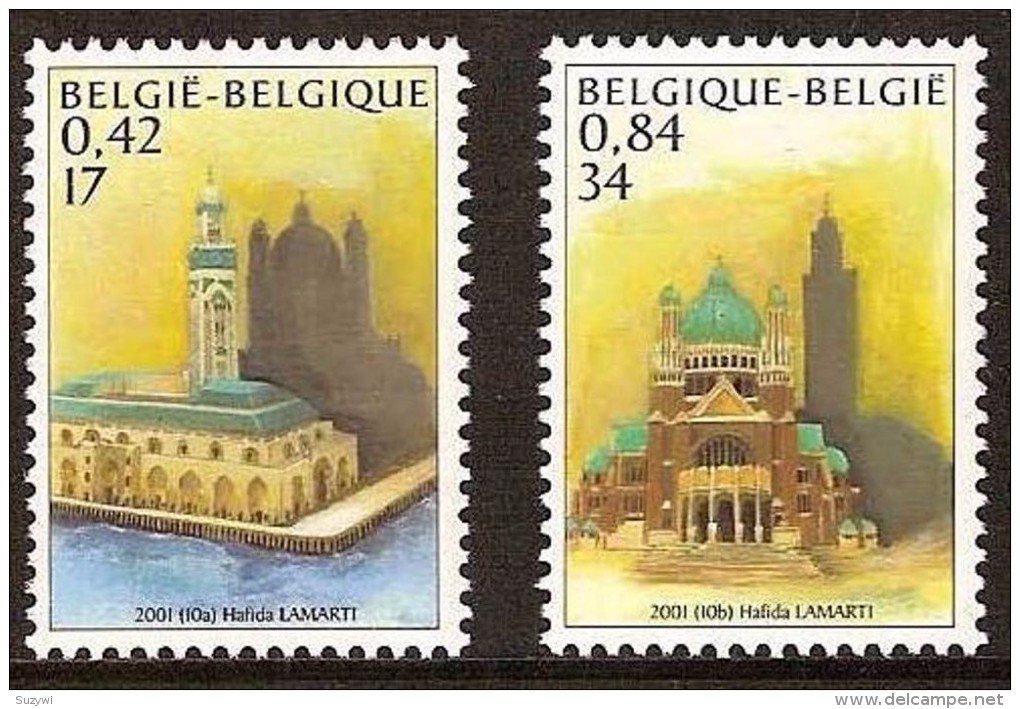 Belgium**ISLAM MOSQUE Casablanca-Cathedral Koekelberg-2vals-2001-Religion-MNH - Unused Stamps
