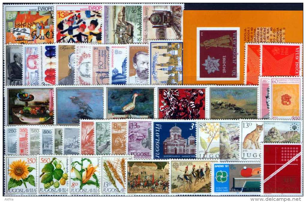 Yugoslavia 30 complete years from 1962 to 1991 year without surcharge stamps, MNH (**)