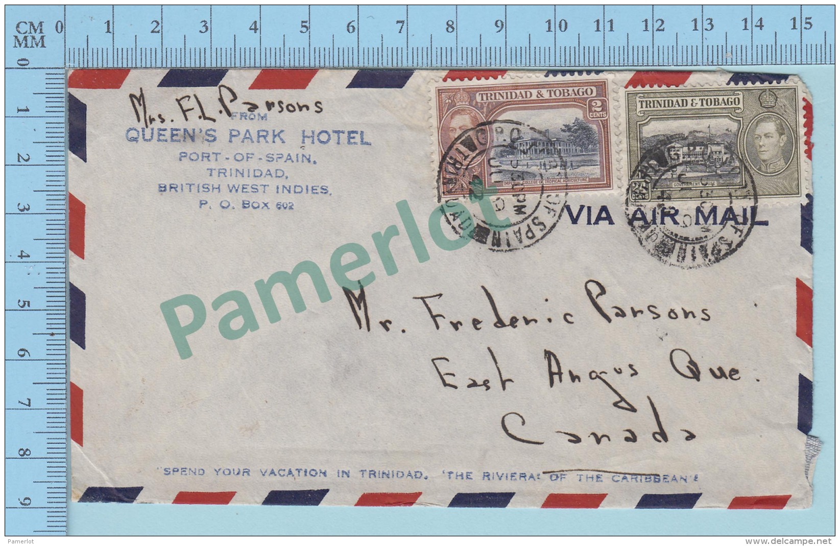 Trinidad & Tobago - Air Mail Aerogramme, British West Indies To Canada Cover GPO Port Of Spain Trinidad 1942 - 2 Sca - Trinidad Y Tobago