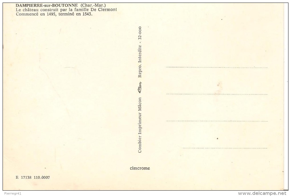 4-CPA-1960-17-DAMPIERRE Sur BOUTONNE-Le CHATEAU-VUE EXT Et INTERIEUR-TBE - Dampierre-sur-Boutonne