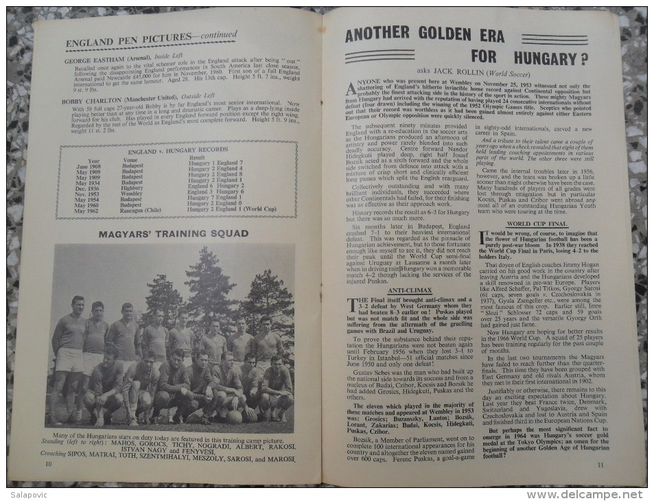 WEMBLEY 1965 ENGLAND V HUNGARY PROGRAMME 05/05/1965