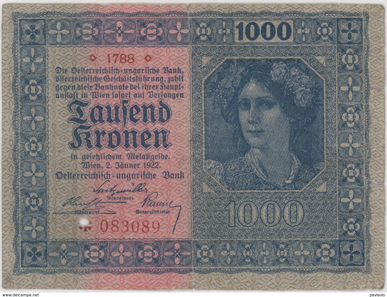 1000 Kronen - Österreich-Ungarn / Austria-Hungary - Year 1922 - Autres - Europe