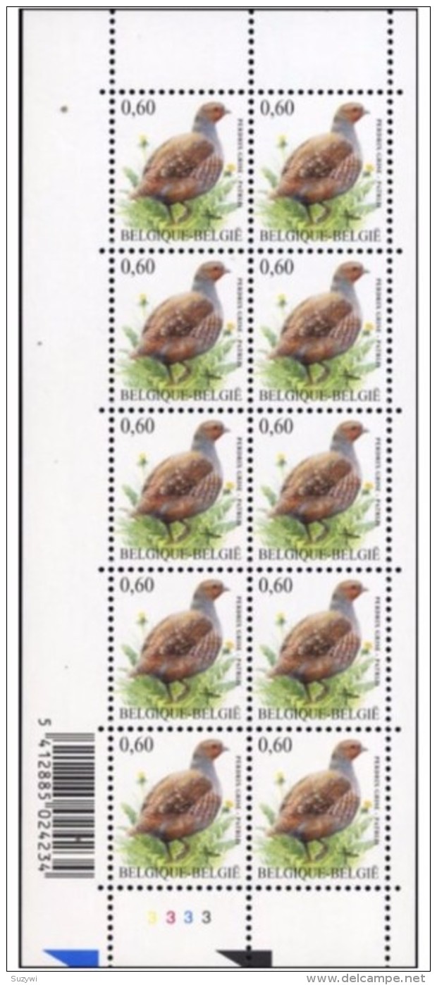 Belgium**PARTRIDGE-BUZIN BIRDS-SHEET 10vals-2005-Hunting-Perdrix-Patrijs-MNH - Unused Stamps