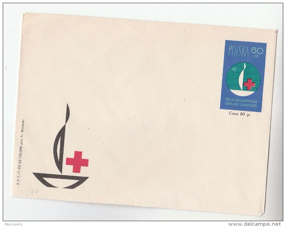 1962 POLAND Anniv RED CROSS  Postal STATIONERY COVER Stamps - Red Cross