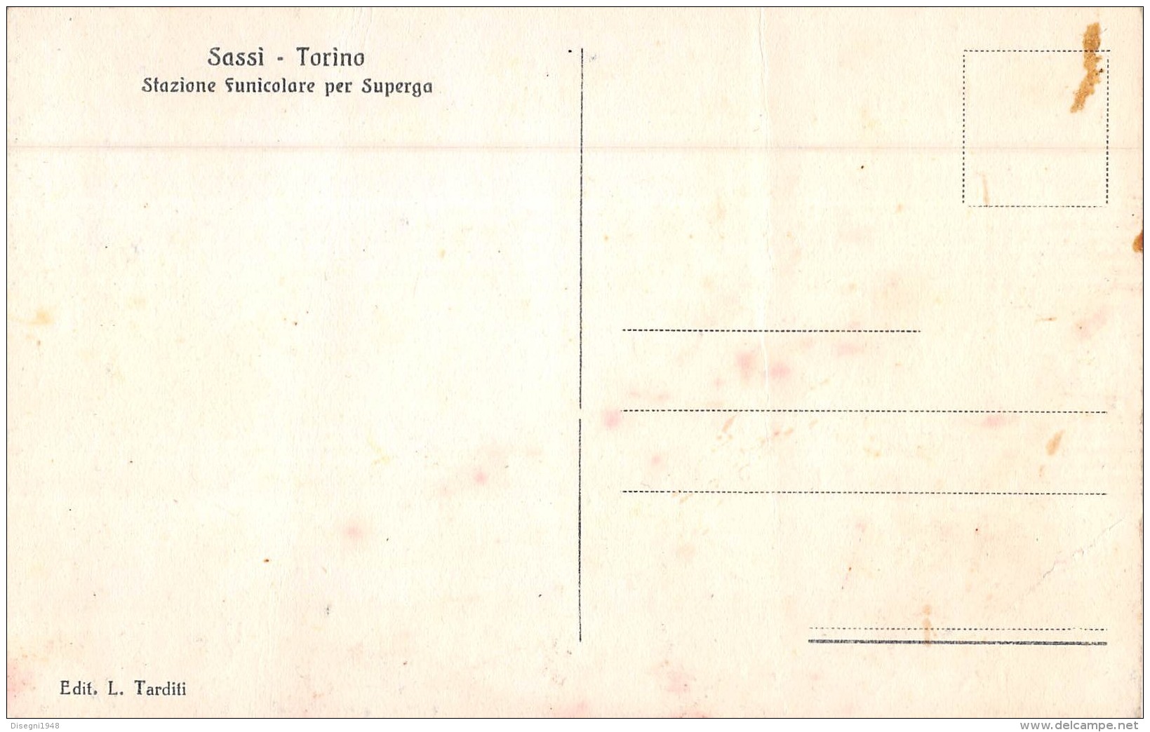 05847  "TORINO - SASSI - STAZIONE FUNICOLARE PER SUPERGA" ANIMATA - TRAM A CEMAGLIERA. CART. ILLUSTR. ORIG. NON SPEDITA - Transport