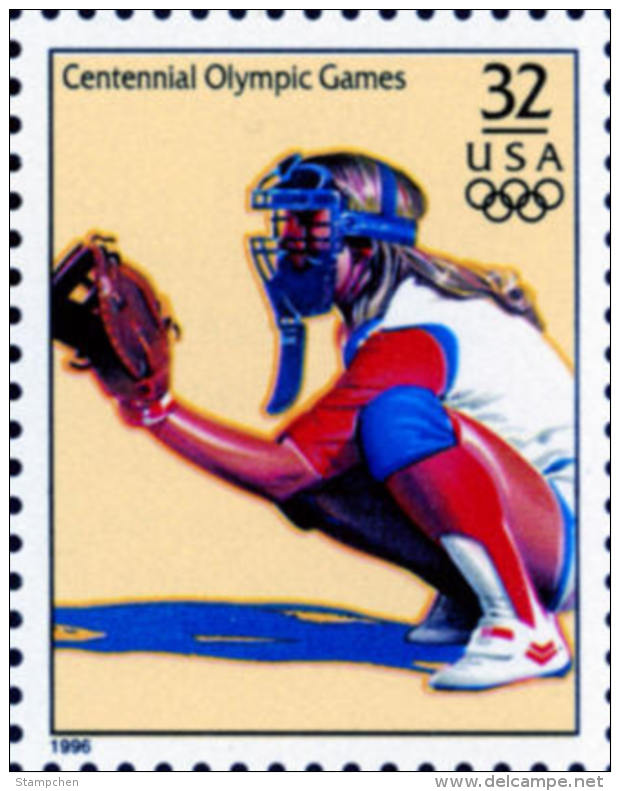 Sc#3068o 1996 USA Olympic Games Stamp-Women's Softball Athletic - Summer 1996: Atlanta