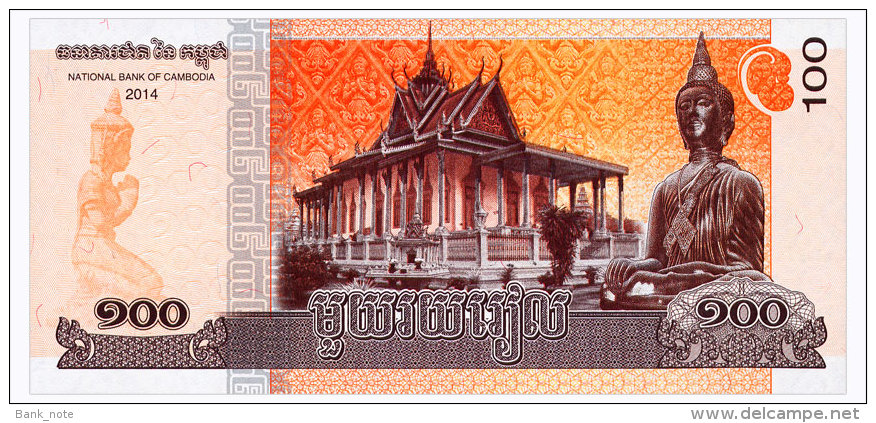 CAMBODIA 100 RIELS 2014 Pick 65 Unc - Kambodscha