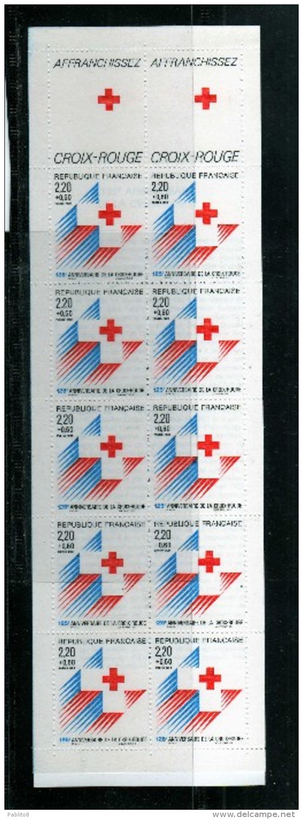 FRANCIA FRANCE 1988 CROCE ROSSA CROIX ROUGE RED CROSS LIBRETTO BOOKLET CARNET NEUF MNH UNUSED - Croix Rouge