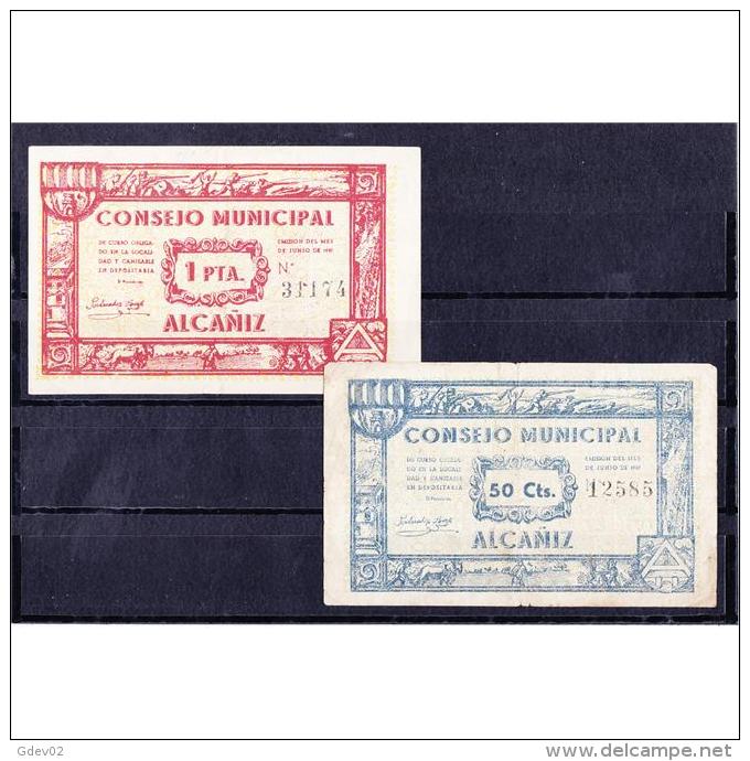 TRLBYMA6201-LFTBIMGC0075E-F.BILLETES DE TERUEL  DE LA GUERRA CIVIL. 1 PESETA 1937. AYUNTAMIENTO DE ALCAÑIZ - 1-2 Peseten