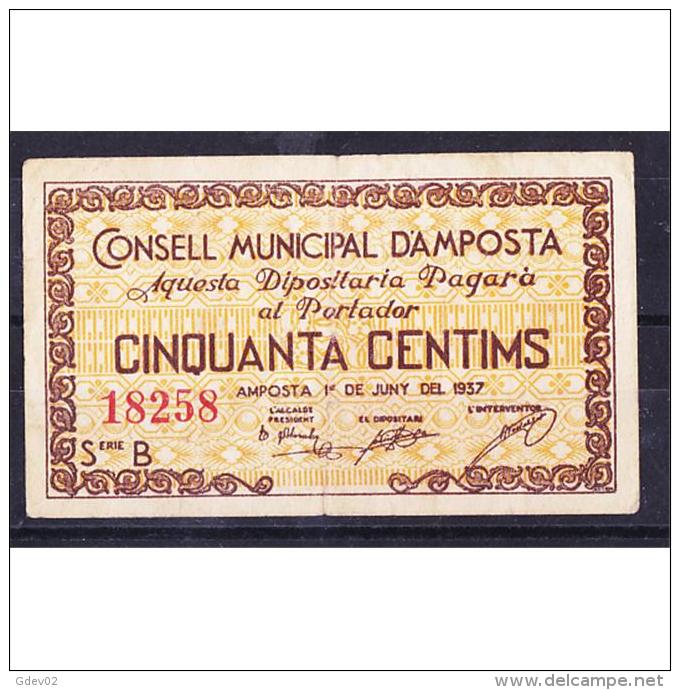 TGNBYMA6203-LBTBIMGC0166-C.BILLETES DE TARRAGONA DE LA GUERRA CIVIL. 50 CENTIMOS 1937. AYUNTAMIENTO DE AMPOSTA - Other & Unclassified