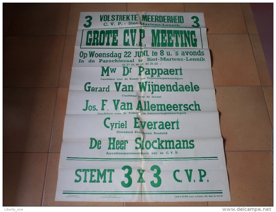 3 Volstrekte Meerderheid C.V.P. 3 - Sint-Martens-Lennik 22 Juni ( Pappaert Van Wijnendaele Van Allemeersch Everaert ! - Affiches