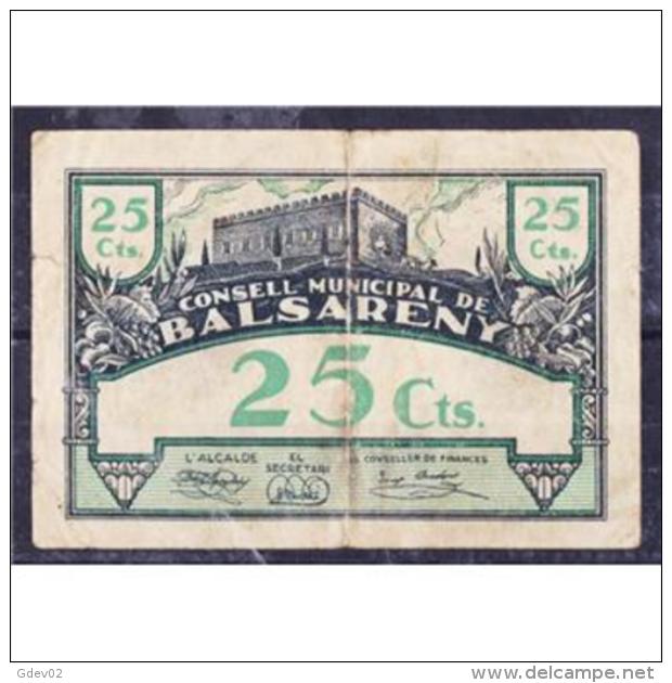 BCNBYMA6205-LBTBIMGC0225-SC.BILLETES DE MARCELONA  DE LA GUERRA CIVIL. 50 CENTIMOS 1937. AYUNTAMIENTO DE BALSARENY - 1-2 Pesetas