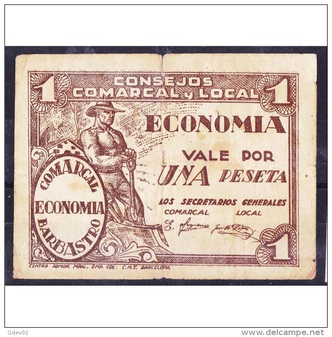 HSBBYMA6206-LBTBIMGC0232-D.BILLETES DE HUESCA. LA GUERRA CIVIL. 1 PESETA. AYUNTAMIENTO DE BARBASTRO - 1-2 Pesetas