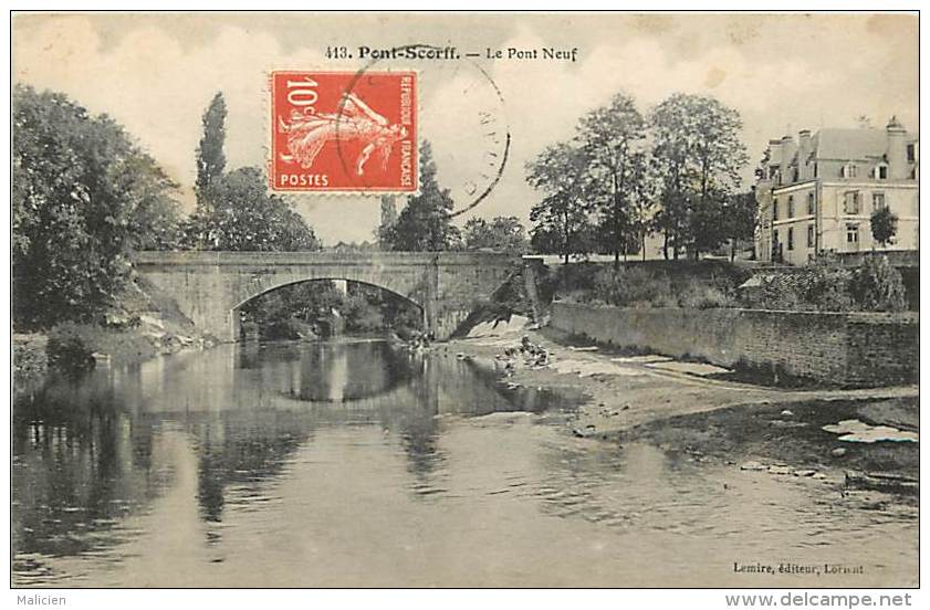 - Morbihan - Ref-C845 - Pont Scorff - Le Pont Neuf - Petit Plan Laveuses - Laveuse - Metiers - Carte Bon Etat - - Pont Scorff