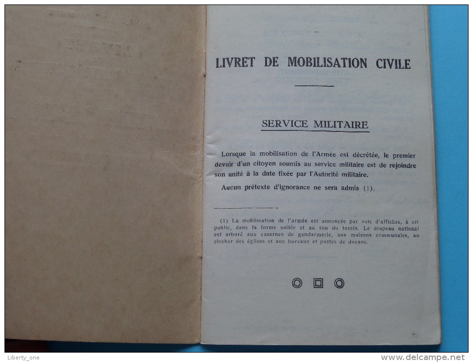 Livret De MOBILISATION Civile Cadastre  Matr : 517 ( Honhon Henri - Liège 1903 ) Anno 1921 ( Détail Zie / Voir Photo ) ! - Documents