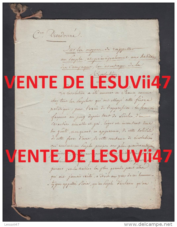 " PARIS " EXCEPTIONNEL MANUSCRIT INEDIT, PAR LOUIS JOSEPH PHILIPPE BALLOIS (1777-1803). - Documenti Storici