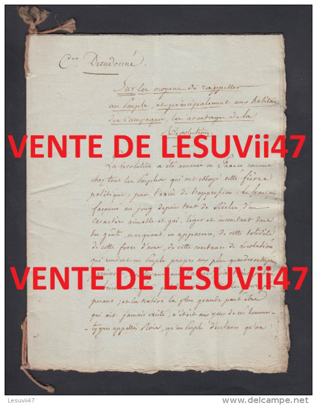 " PARIS " EXCEPTIONNEL MANUSCRIT INEDIT, PAR LOUIS JOSEPH PHILIPPE BALLOIS (1777-1803). - Historical Documents