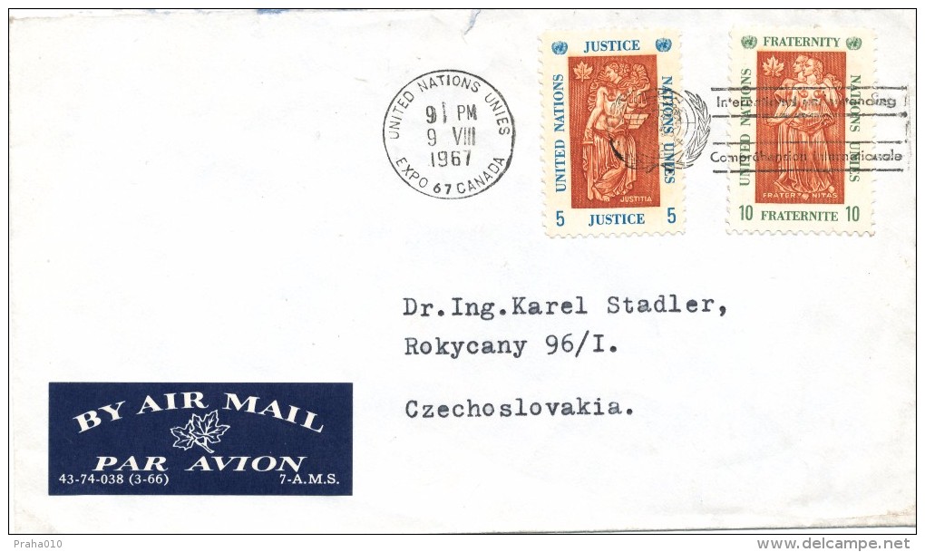 K8388 - UNO (1967) United National Unies: Expo 67 Canada (Air Mail Letter To Czechoslovakia) - 1967 – Montreal (Canada)