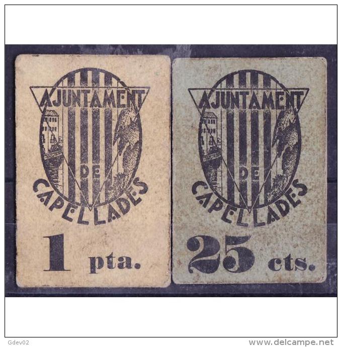 BCNBYMA6210-LBTBIMGC0446-A-C.BILLETES DE BARTCELONA. LA GUERRA CIVIL. 15 CTMS. AYUNTAMIENTO DE CAPELLADES - 1-2 Pesetas