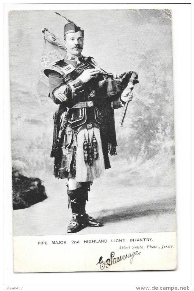 JERSEY Pipe Major 2nd Highland Light Infantry Gros Plan Musicien  Joueur De Cornemuse - Autres & Non Classés