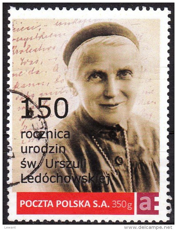 POLAND Personalized Stamp - Holy Ursula (Julia) Ledochowska - 150 Birth Anniversary B 3 - Used - Usados