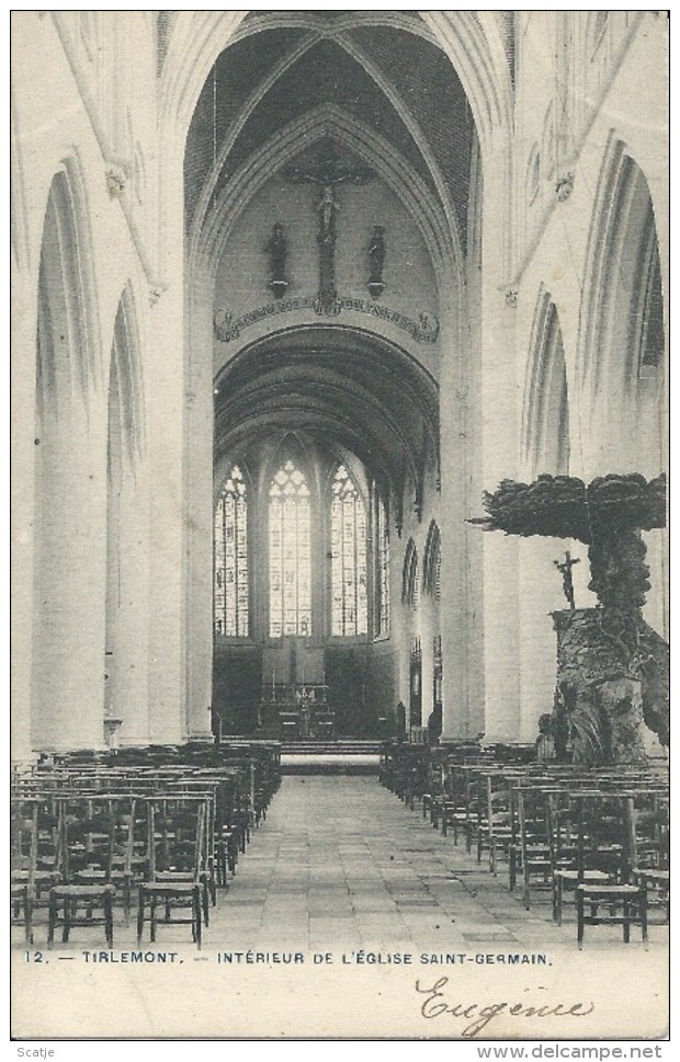Tirlemont    Intérieur De L'Eglise Saint-Germain.;  1902  Naar  Hotton - Tienen