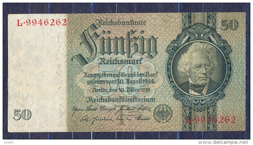 Germany - 1933- 50 Mark   T/L  -    ( VF+ ) .P-182a ...R 175a - 50 Reichsmark